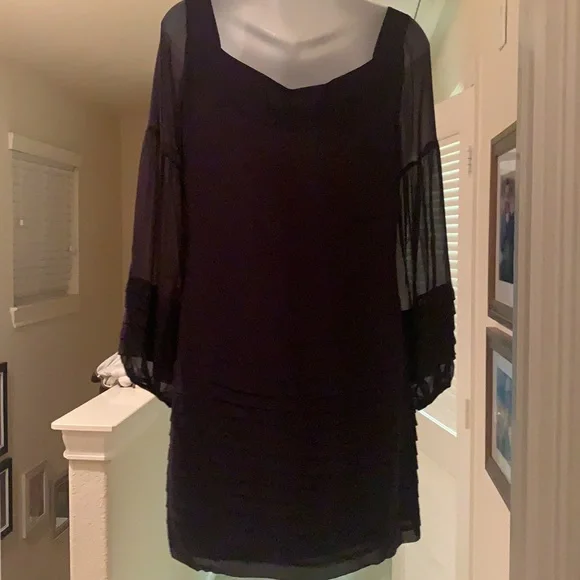 Diane Von Furstenberg Purple Sheath Dress with Long Bishop Sleeves for Cocktail - Picture 7 of 11